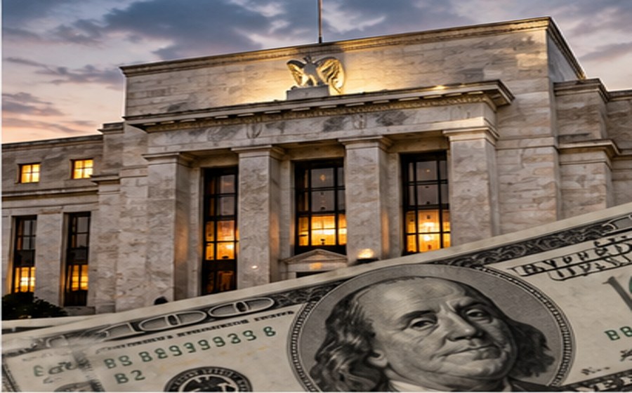 AI-generated editorial illustration for FED HOLDS INTEREST RATES STEADY AS INFLATION STAYS ELEVATED