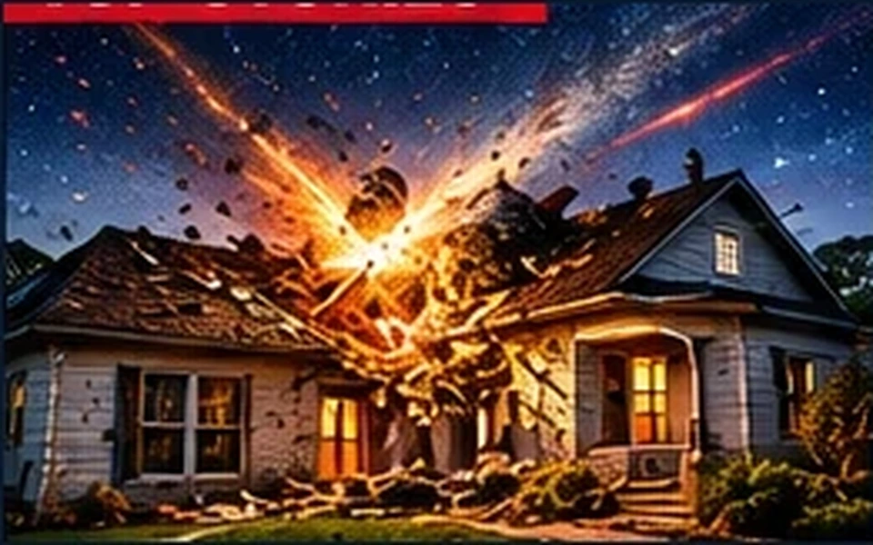 AI editorial illustration: A ROCK OLDER THAN EARTH SMASHED THROUGH A TEXAS ROOF — NOW SEE IT!